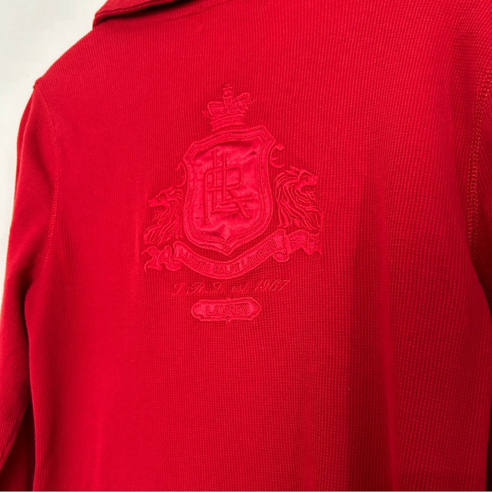 Ralph Lauren Logo Active Red Quarter Zip Pullover Jacket Drawstring Sweatshirt - Picture 5 of 8